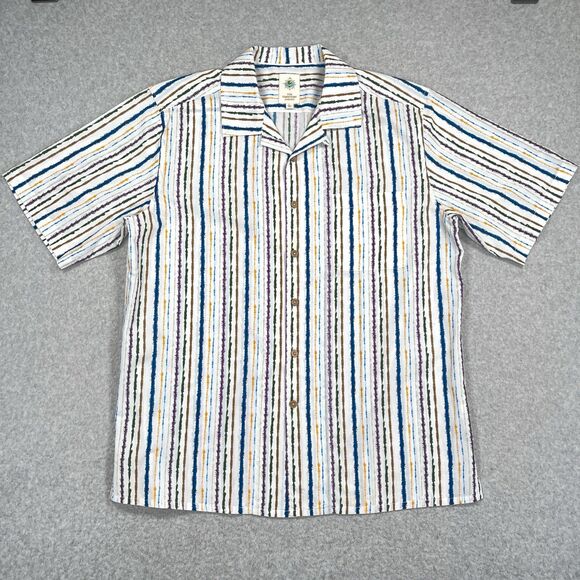 Territory Ahead Shirt Mens Large L Vertical Paint Stripes Colorful Cotton Loop - Picture 2 of 12